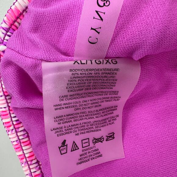 Cyn & Luca Bikini Set Women XL Violet Pink Floral Y2K Barbiecore - Picture 3 of 4